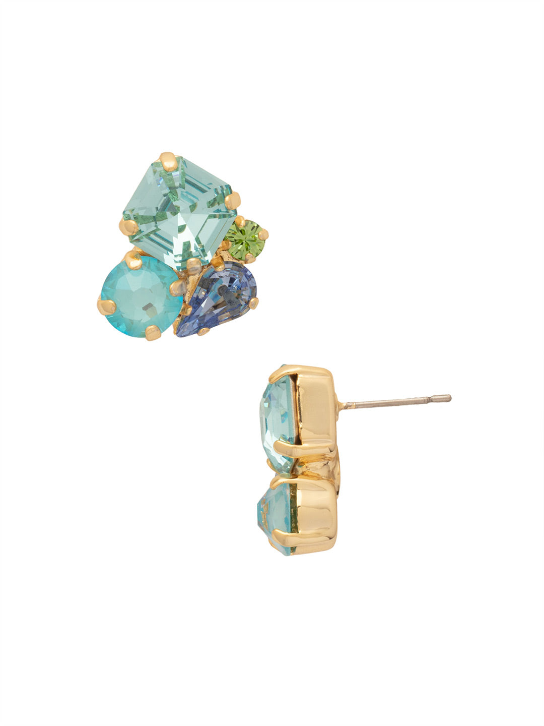 Anika Stud Earrings - EFY11BGOC - <p>The Anika Stud Earrings feature a cluster of assorted cut crystals on a post. From Sorrelli's Ocean collection in our Bright Gold-tone finish.</p>