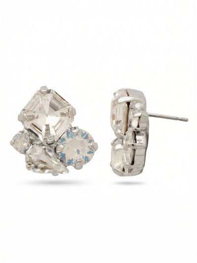 Anika Stud Earrings - EFY11PDCLA - <p>Sharp geometry meets milky opacity in an asymmetric cluster that commands attention. A cool square-cut crystal anchors the arrangement, balanced by the soft depth of round white opals and the clean lines of a pear-cut stone. At three-quarters of an inch, these substantial studs bring clear readable detail to your face. Because a larger post requires proper support, they come with an oversized pressure-fit back that holds the composition perfectly upright and comfortable throughout your day.</p><ul>
<li>Asymmetric cluster balancing sharp geometric crystals with milky opaque rounds</li>
<li>Substantial three-quarter inch scale that reads clearly from conversation distance</li>
<li>Post with oversized comfort-clutch back</li>
<li>Protective e-coat finish for lasting wear</li>
<li>Includes signature organza pouch for gifting and travel</li>
</ul>