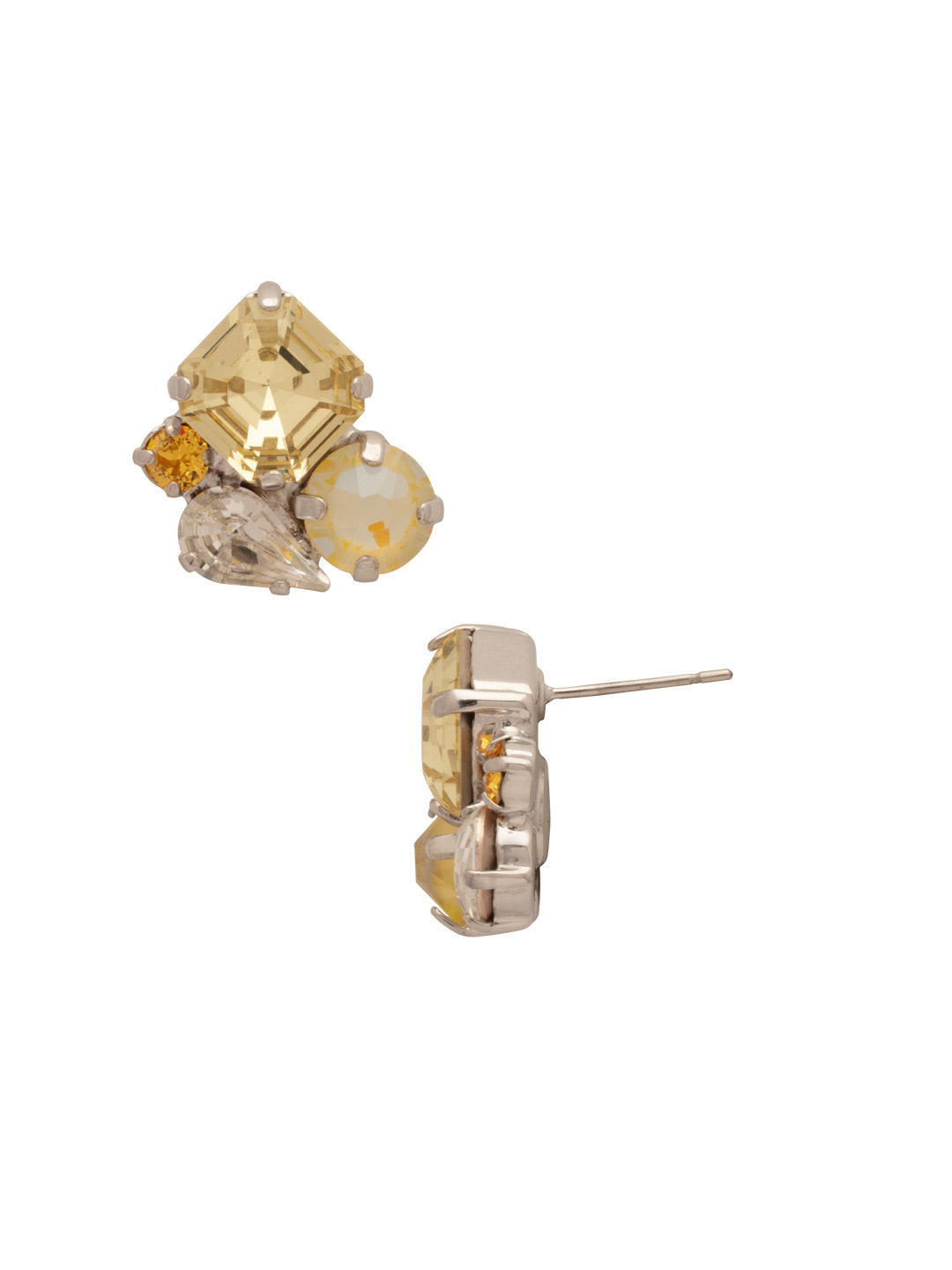 Anika Stud Earrings - EFY11PDLZ - <p>The Anika Stud Earrings feature a cluster of assorted cut crystals on a post. From Sorrelli's Lemon Zest collection in our Palladium finish.</p>