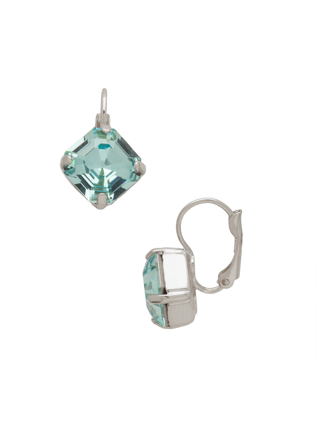 Izzy Dangle Earrings - EFY12PDAQU - <p>The Izzy Dangle Earrings feature a single imperial fancy square-cut crystal on a lever-back french wire. From Sorrelli's Aquamarine collection in our Palladium finish.</p>