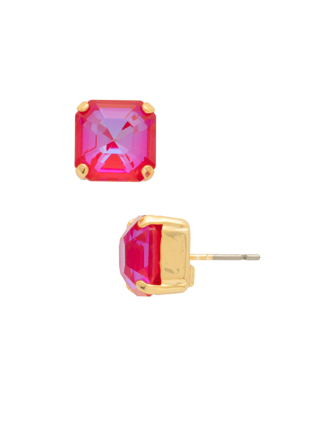 Izzy Stud Earrings - EFY1BGRRD - <p>The Izzy Stud Earrings feature a single imperial fancy square-cut crystal on a post. From Sorrelli's Royal Red Delite collection in our Bright Gold-tone finish.</p>