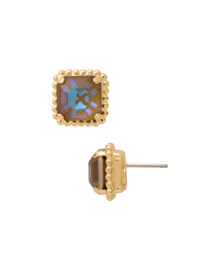 Izzy Decorated Stud Earrings - EFY2BGCPD - <p>The Izzy Decorated Stud Earrings feature a single imperial fancy square-cut crystal with a metal beaded halo on a post. From Sorrelli's Cappuccino Delite collection in our Bright Gold-tone finish.</p>