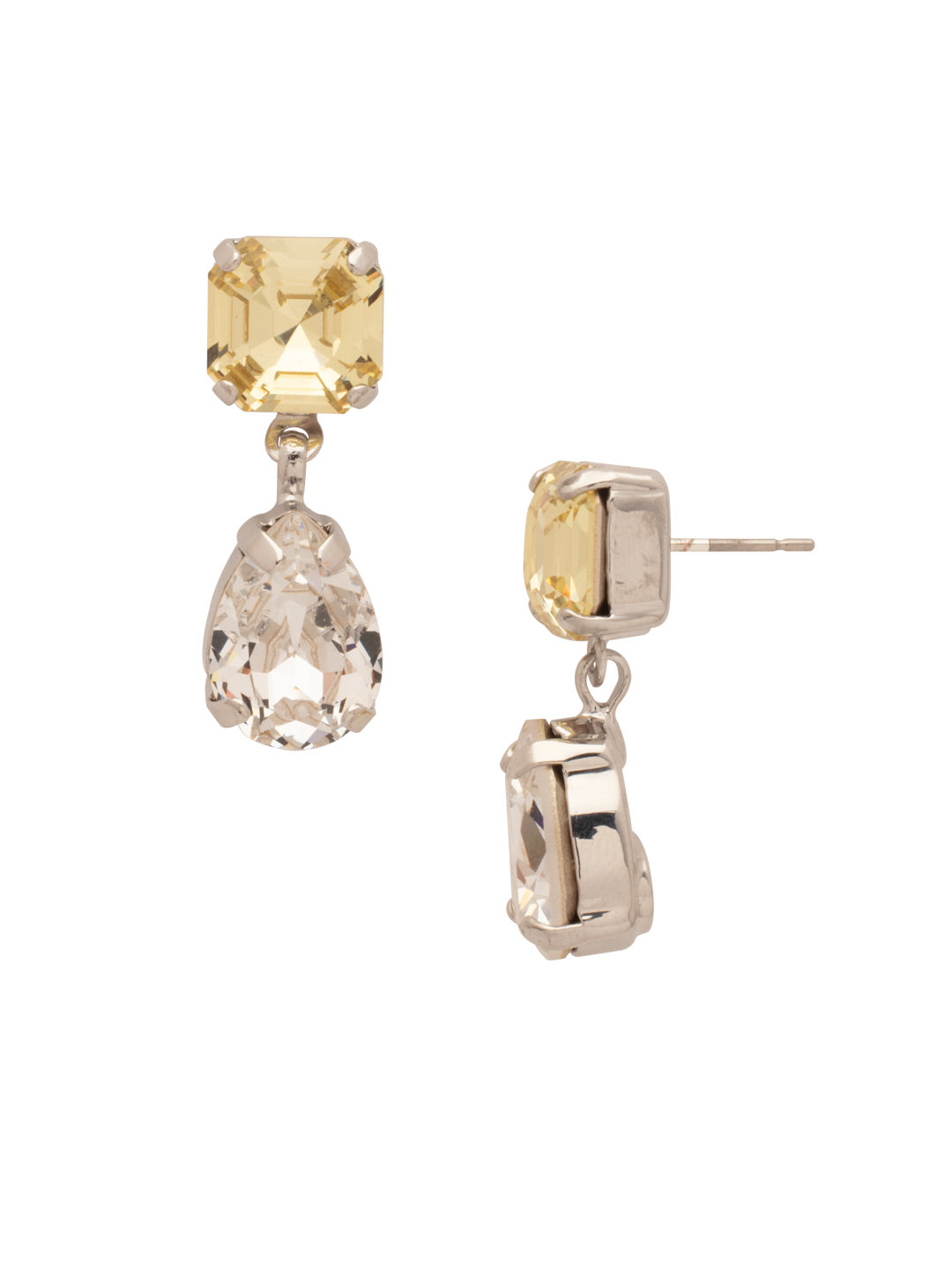 Clara Dangle Earrings - EFY4PDLZ - <p>The Clara Dangle Earrings feature a pear-cut crystal dangling from an imperial fancy square-cut crystal on a post. From Sorrelli's Lemon Zest collection in our Palladium finish.</p>