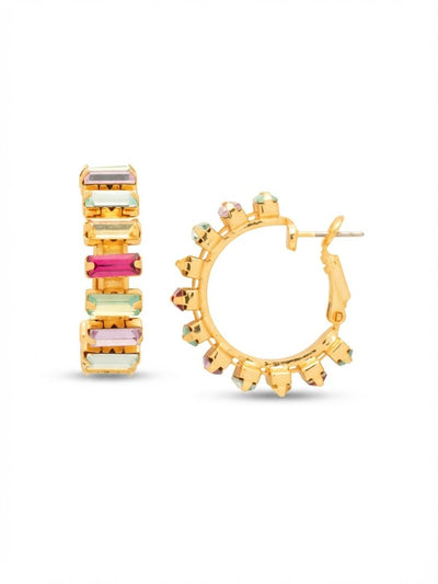 Bianca Hoop Earrings - EFY55BGCPO - <p>The Bianca Hoop Earring features a structured circular silhouette lined with a series of faceted baguette-cut crystals. Designed with a secure post-back and latch closure, these hoops provide a bold, geometric look with a comfortable fit. From Sorrelli's Candy Pop collection in our Bright Gold-tone finish.</p>