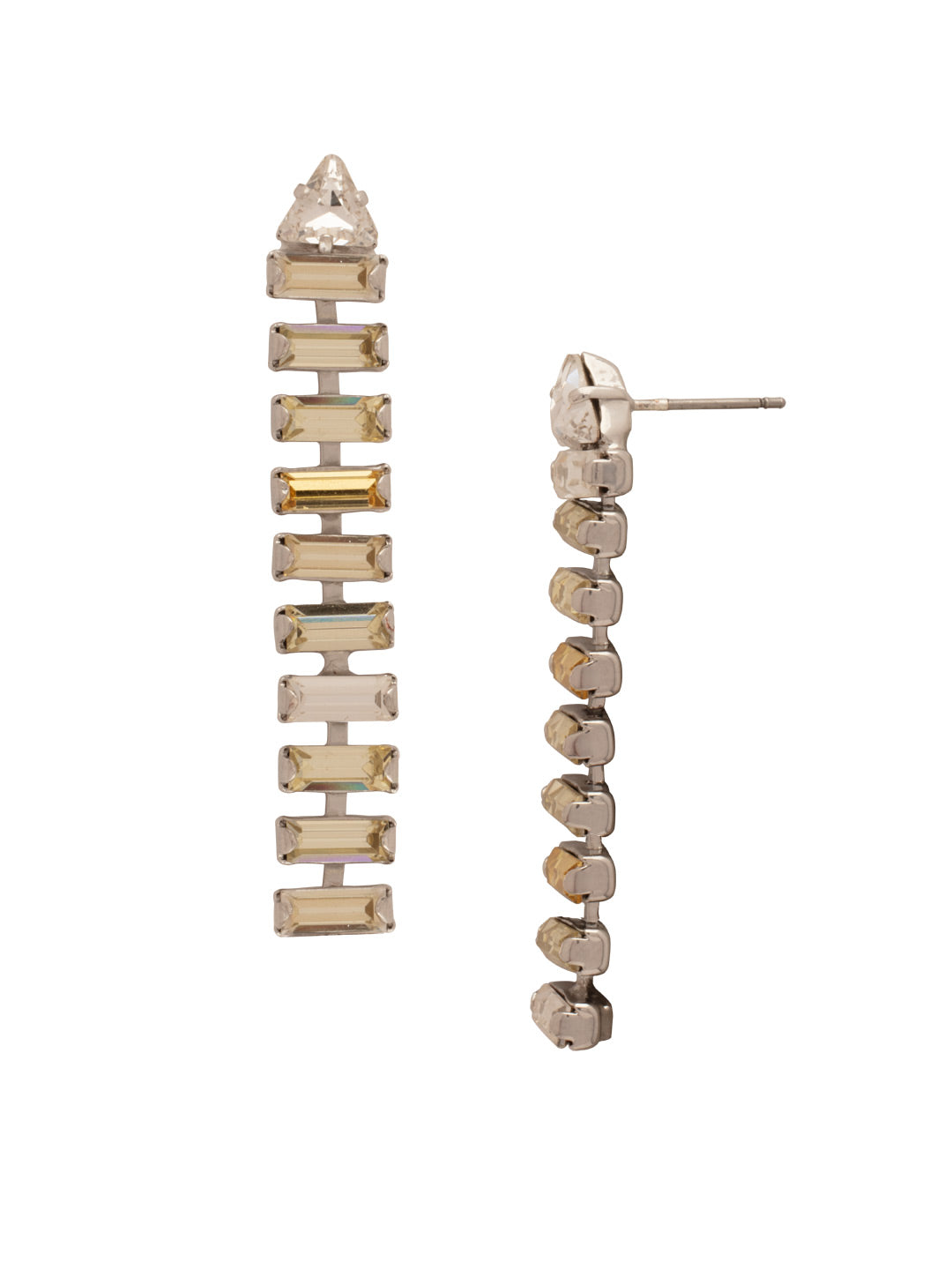Bianca Statement Earrings - EFY5PDLZ - <p>The Bianca Statement Earrings feature a line of baby baguette-cut crystals dangling from a crystal stud. From Sorrelli's Lemon Zest collection in our Palladium finish.</p>