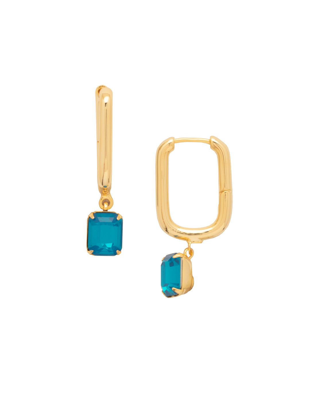 Octavia Rectangle Hoop Earrings - EFY7BGCBO - <p>The Octavia Rectangle Hoop Earrings feature an emerald-cut crystal dangling from a trendy geometric rectangle hoop. From Sorrelli's Caribbean Blue Opal collection in our Bright Gold-tone finish.</p>