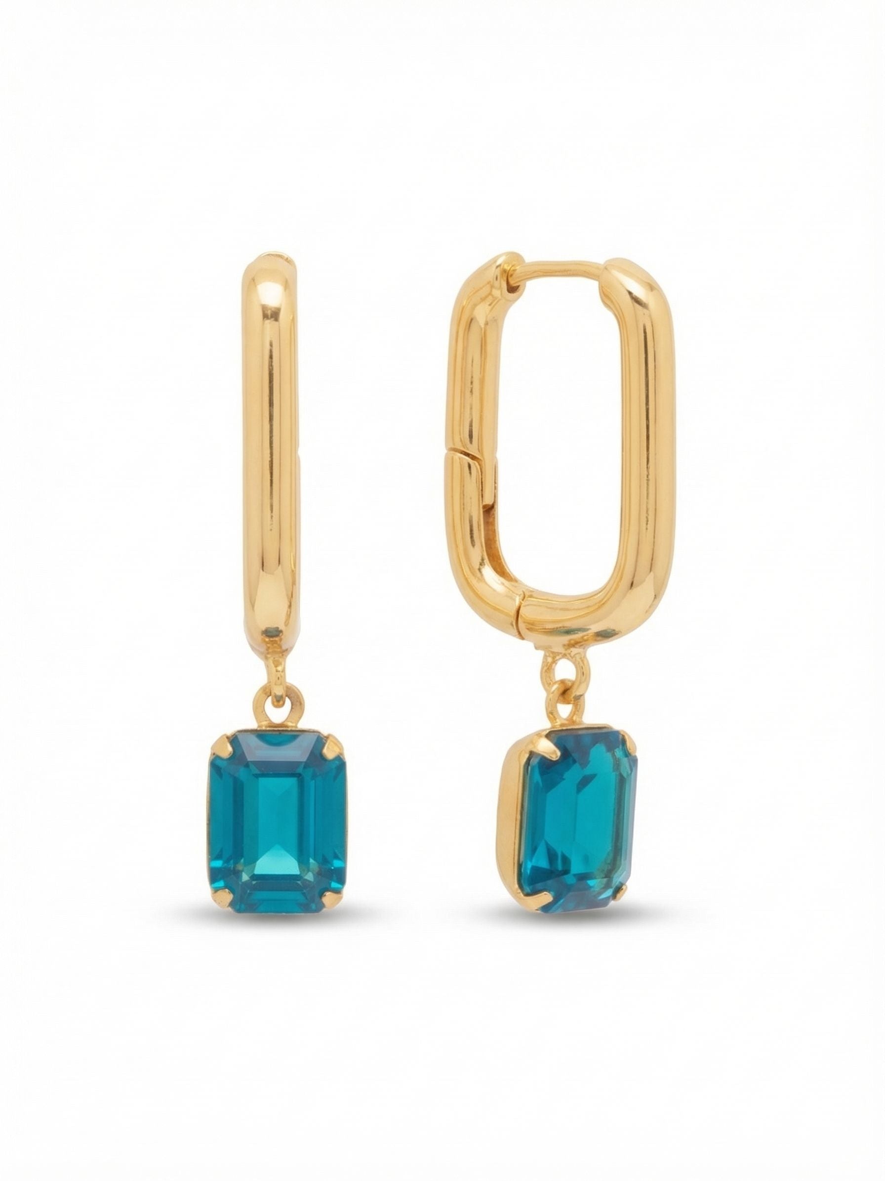 Octavia Rectangle Hoop Earrings - EFY7BGCBO - <p>The Octavia Rectangle Hoop Earrings feature an emerald-cut crystal dangling from a trendy geometric rectangle hoop.</p>
