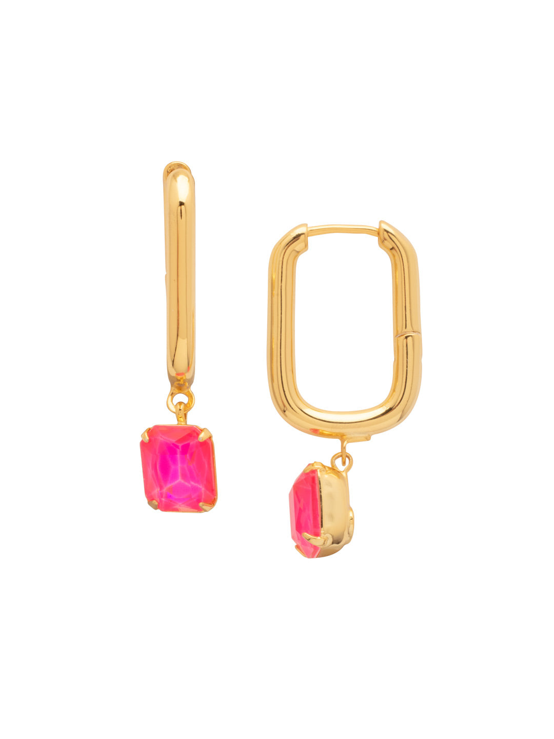 Octavia Rectangle Hoop Earrings - EFY7BGETP - <p>The Octavia Rectangle Hoop Earrings feature an emerald-cut crystal dangling from a trendy geometric rectangle hoop. From Sorrelli's Electric Pink collection in our Bright Gold-tone finish.</p>