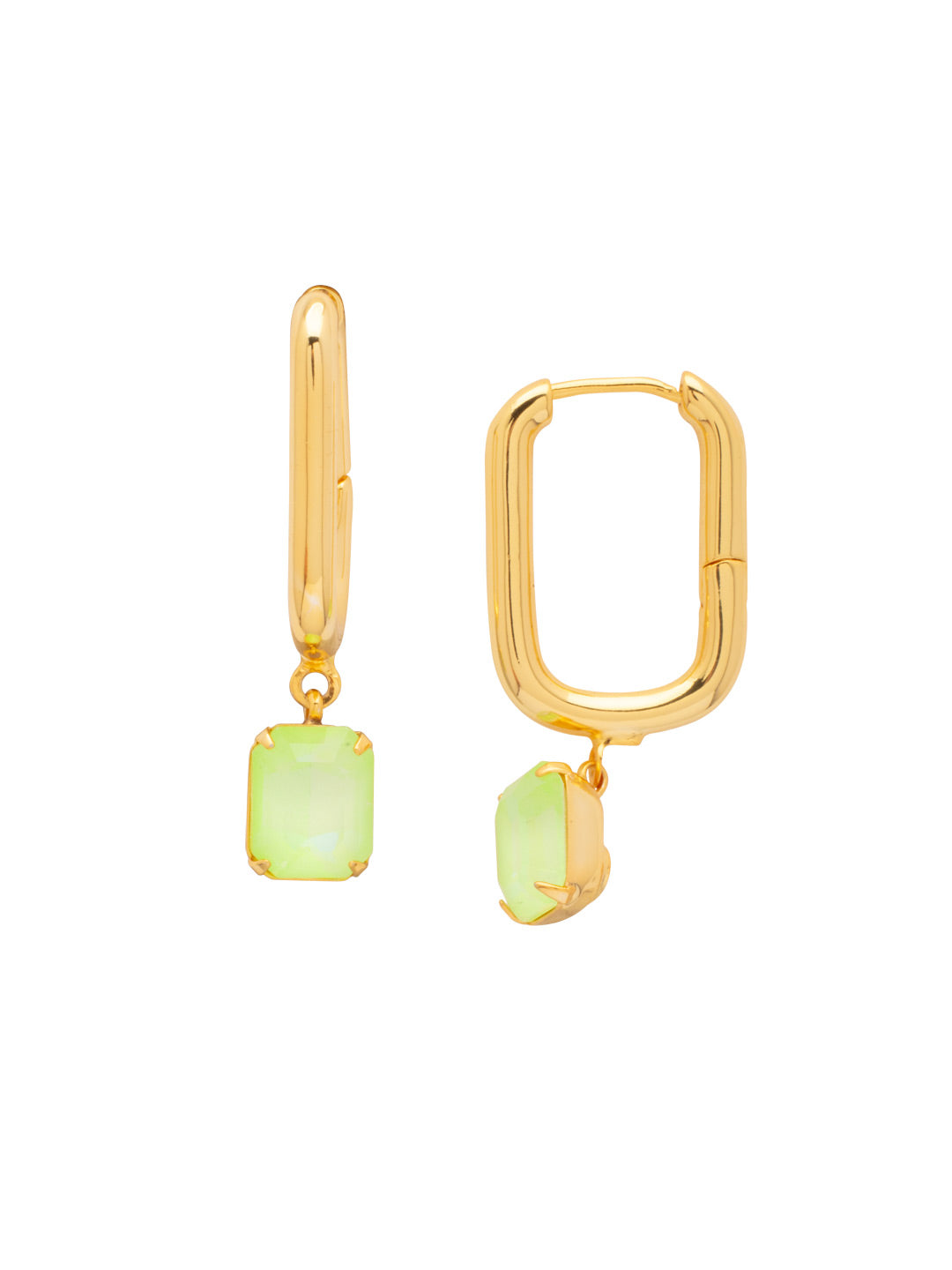Octavia Rectangle Hoop Earrings - EFY7BGLGD - <p>The Octavia Rectangle Hoop Earrings feature an emerald-cut crystal dangling from a trendy geometric rectangle hoop. From Sorrelli's Lime Green Delite collection in our Bright Gold-tone finish.</p>