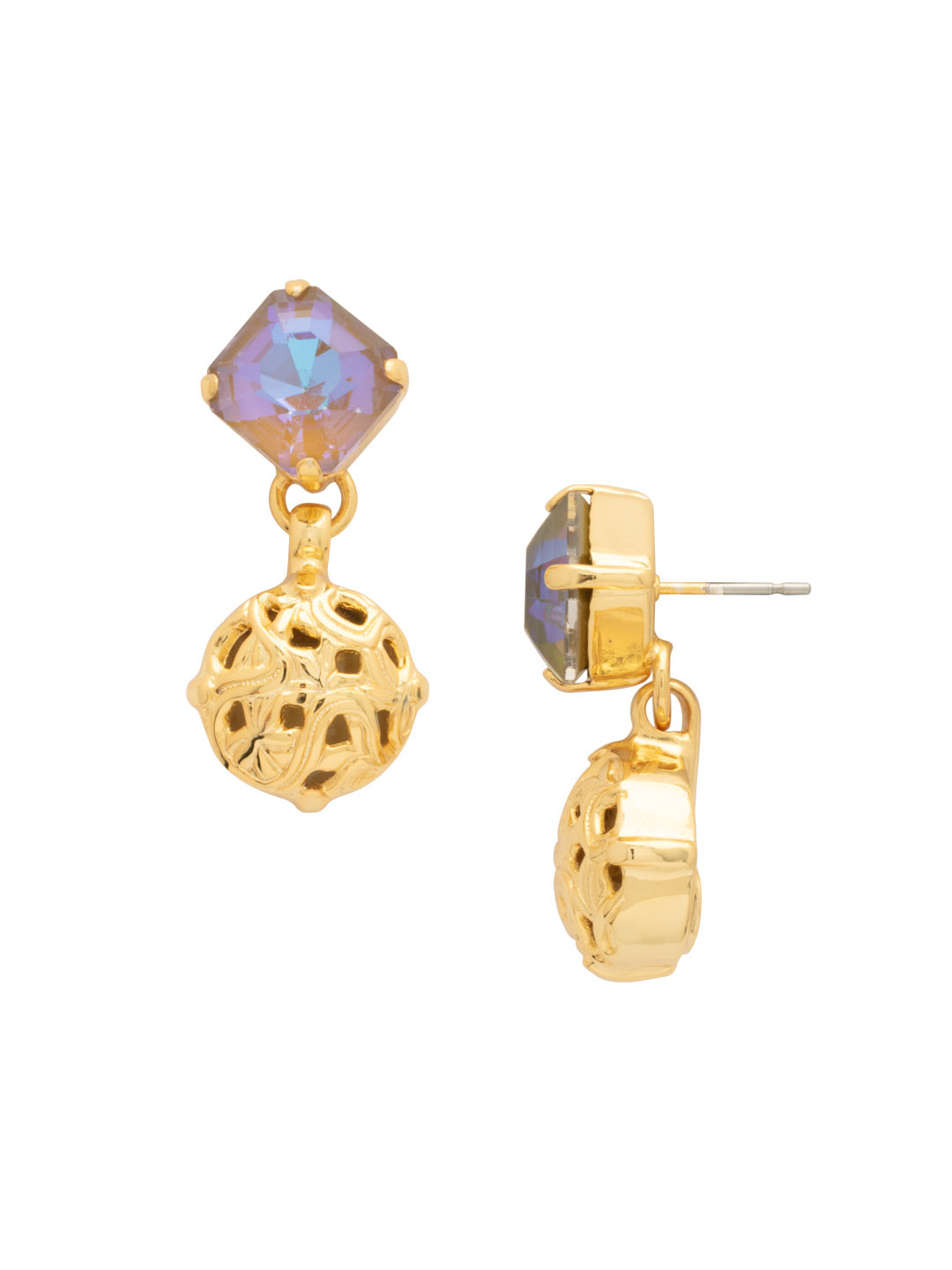 Clementine Dangle Earrings - EFZ18BGCPD - <p>The Clementine Dangle Earrings feature an ornate, domed metal accent dangling from an imperial square-cut crystal on a post. From Sorrelli's Cappuccino Delite collection in our Bright Gold-tone finish.</p>
