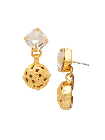 Clementine Dangle Earrings - EFZ18BGCRY - <p>The Clementine Dangle Earrings feature an ornate, domed metal accent dangling from an imperial square-cut crystal on a post. From Sorrelli's Crystal collection in our Bright Gold-tone finish.</p>