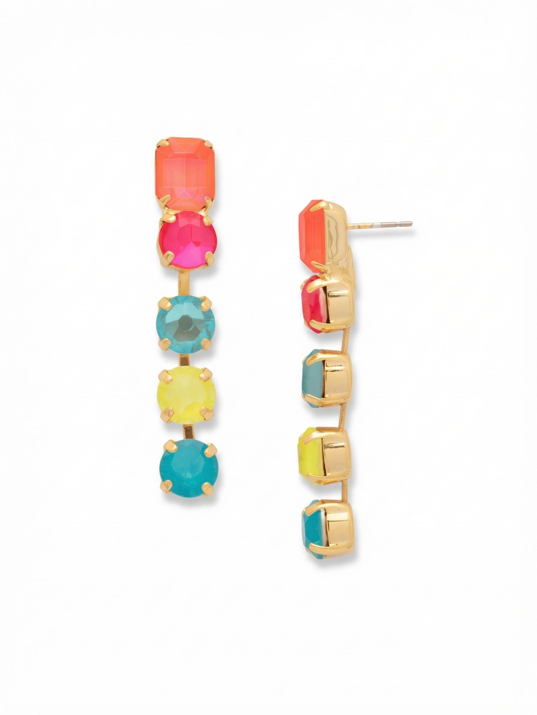 Alice Dangle Earrings - EFZ22BGCCA - <p>The Alice Dangle Earrings feature four round-cut crystals dangling from a petite emerald-cut crystal on a post. From Sorrelli's Candy Carnival collection in our Bright Gold-tone finish.</p>