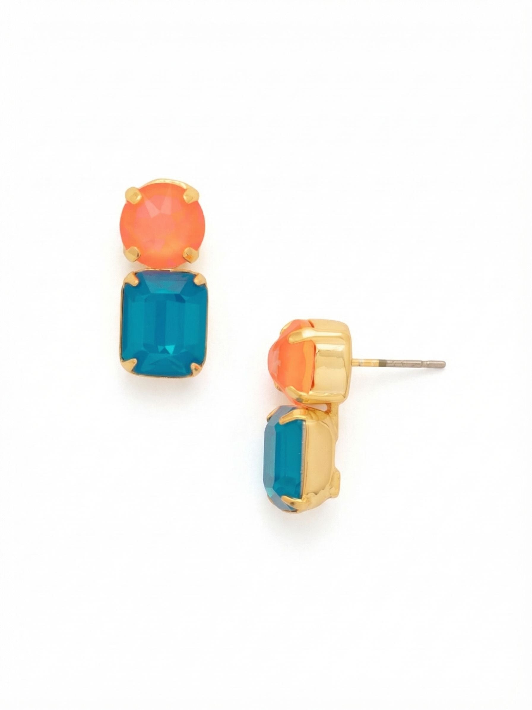 Zelie Dangle Earrings - EFZ2BGCCA - <p>The Zelie Dangle Earrings feature a single emerald-cut crystal dangling from a round-cut crystal on a post.</p>