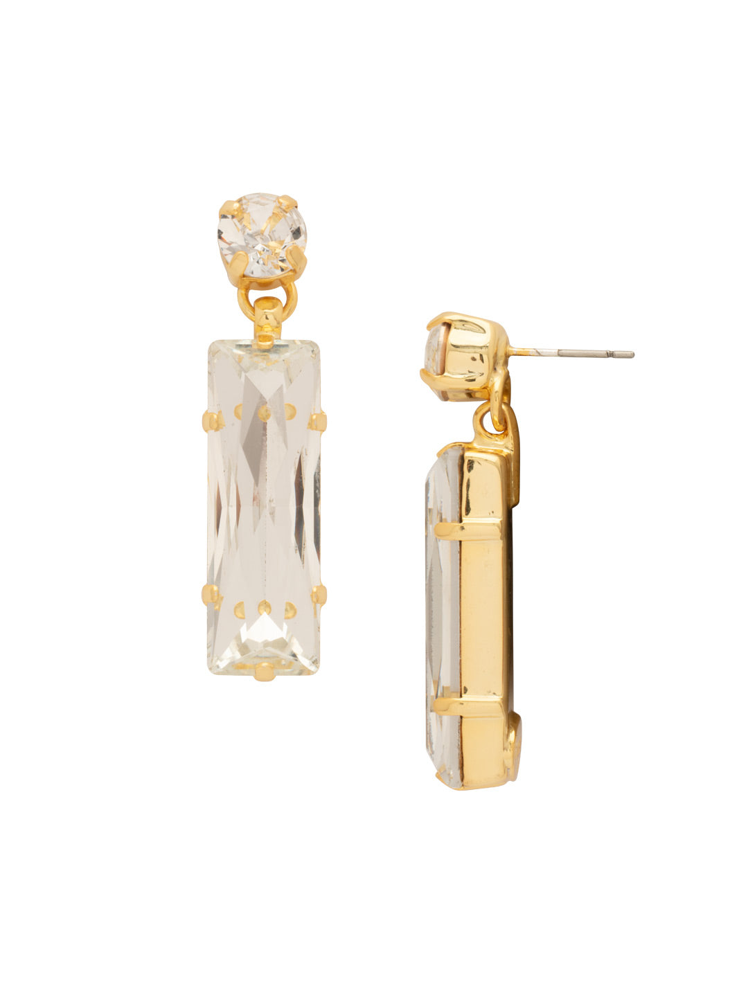 Effie Statement Earrings - EFZ5BGCRY - <p>The Effie Statement Earrings feature a bold baguette crystal drop topped with a round cut crystal stud, creating a sleek, light-catching silhouette with modern edge. From Sorrelli's Crystal collection in our Bright Gold-tone finish.</p>