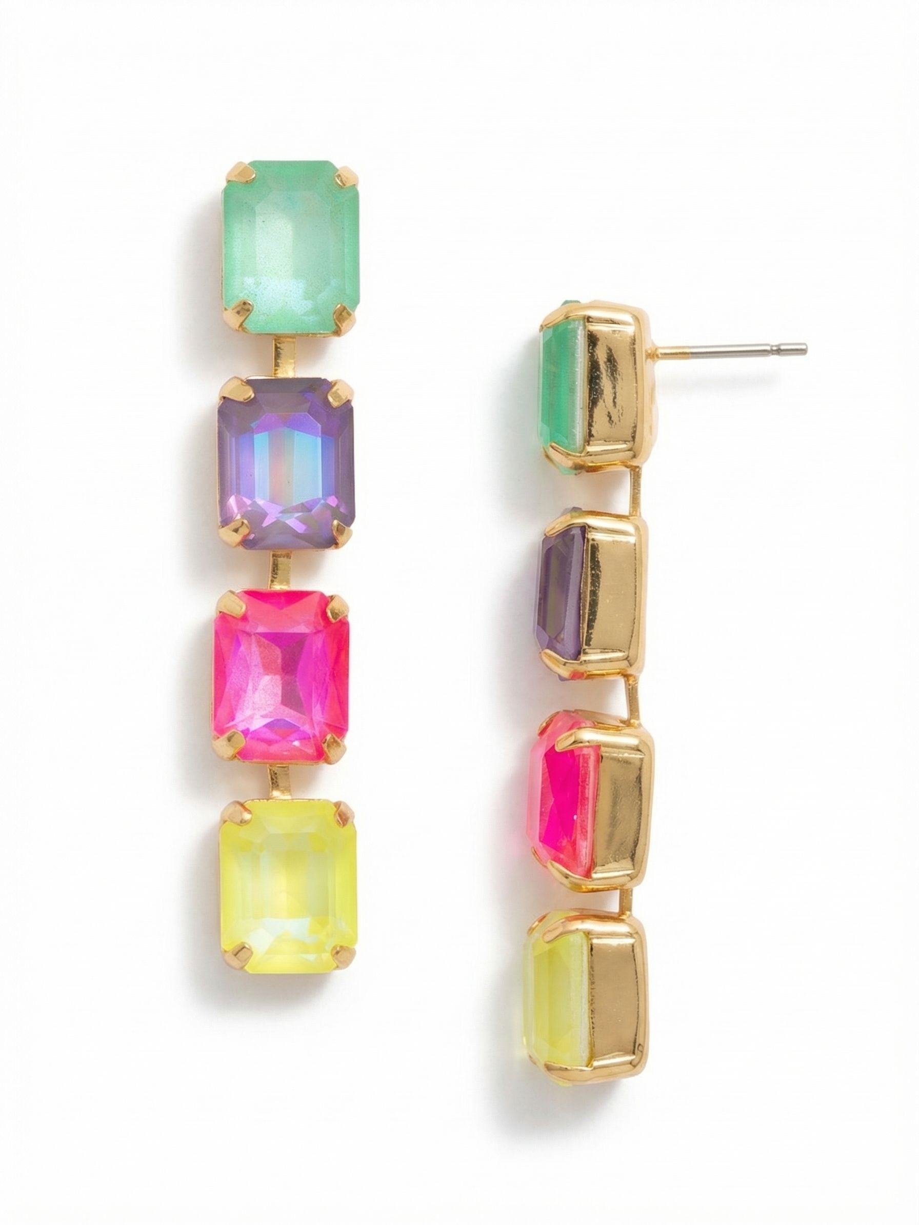 Octavia Repeating Dangle Earrings - EFZ6BGCCA - <p>The Octavia Repeating Dangle Earrings feature four vertical emerald-cut crystals dangling from a post. From Sorrelli's Candy Carnival collection in our Bright Gold-tone finish.</p>