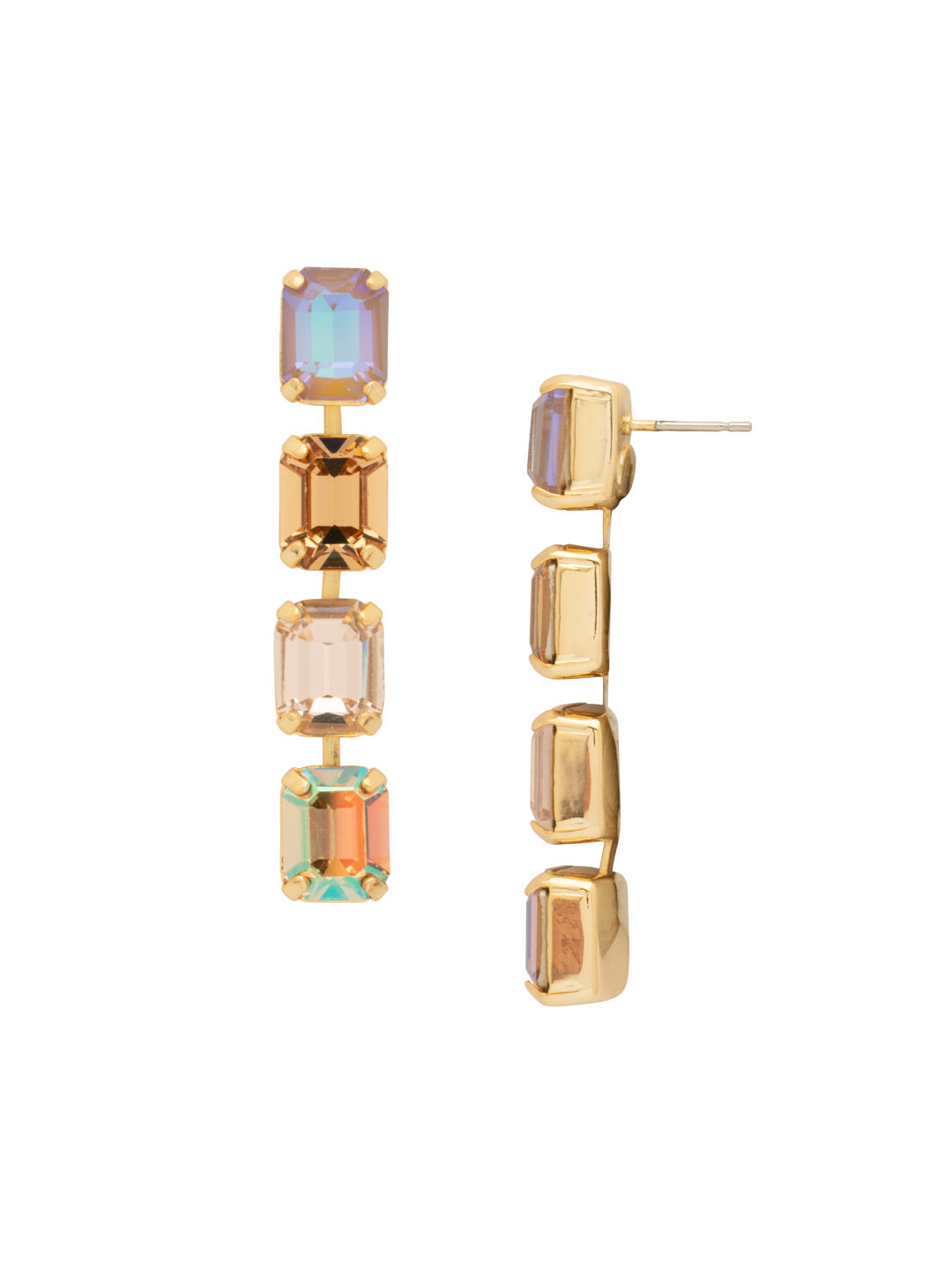 Octavia Repeating Dangle Earrings - EFZ6BGCHA - <p>The Octavia Repeating Dangle Earrings feature four vertical emerald-cut crystals dangling from a post. From Sorrelli's Chai Latte collection in our Bright Gold-tone finish.</p>