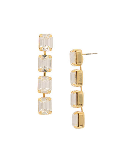Octavia Repeating Dangle Earrings - EFZ6BGCRY - <p>The Octavia Repeating Dangle Earrings feature four vertical emerald-cut crystals dangling from a post. From Sorrelli's Crystal collection in our Bright Gold-tone finish.</p>