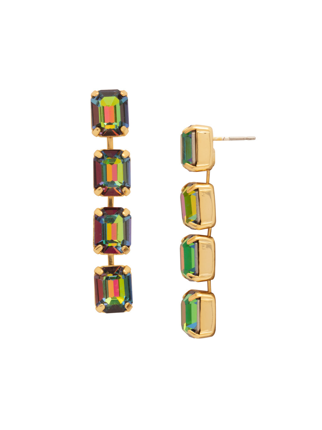 Octavia Repeating Dangle Earrings - EFZ6BGVO - <p>The Octavia Repeating Dangle Earrings feature four vertical emerald-cut crystals dangling from a post. From Sorrelli's Volcano collection in our Bright Gold-tone finish.</p>