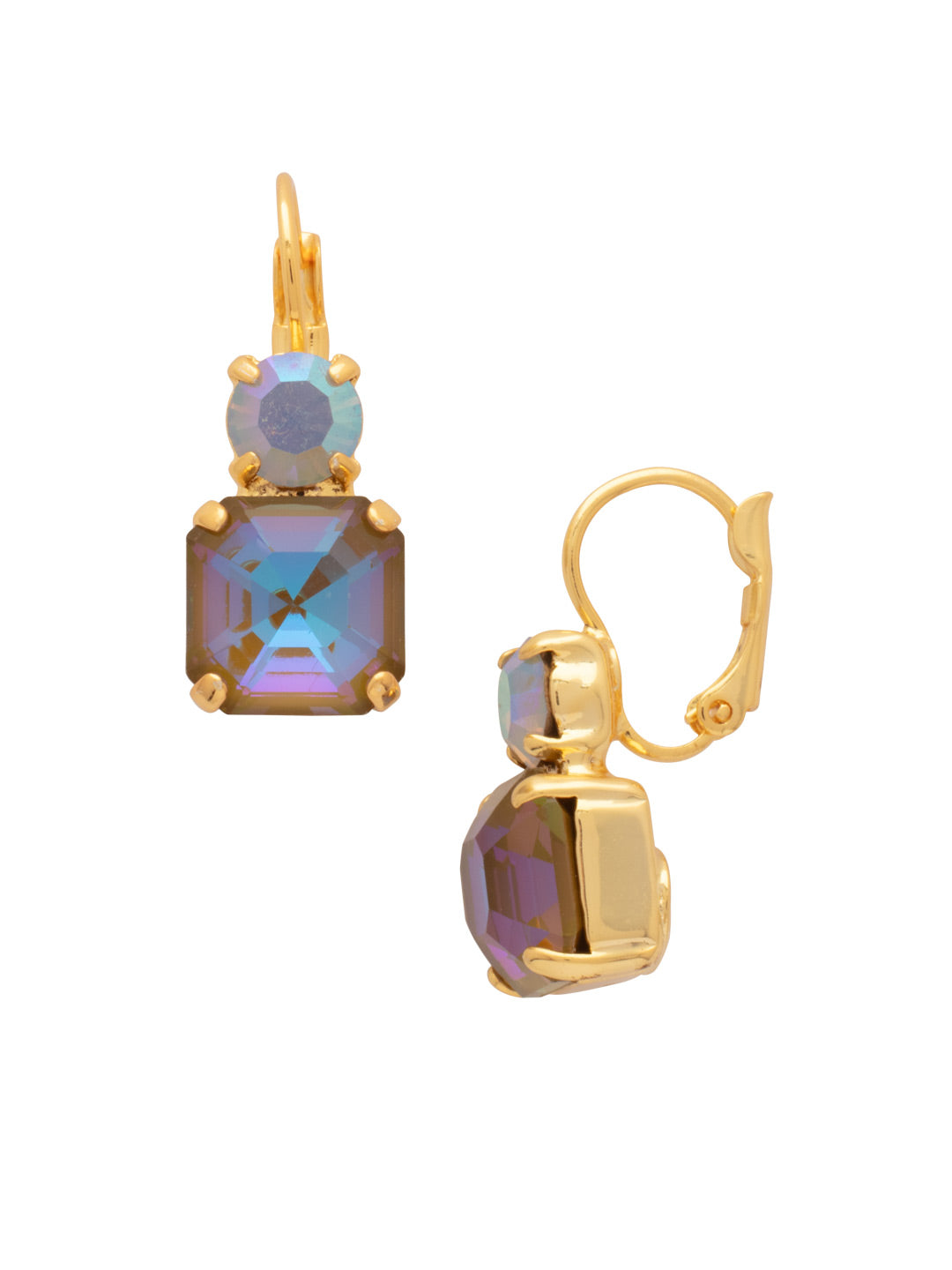 Kimber Dangle Earrings - EGB2BGCHA - <p>The Kimber Dangle Earrings feature a single imperial fancy square and a round cut crystal dangling from a leverback French wire for a look that’s refined, radiant, and endlessly wearable. From Sorrelli's Chai Latte collection in our Bright Gold-tone finish.</p>