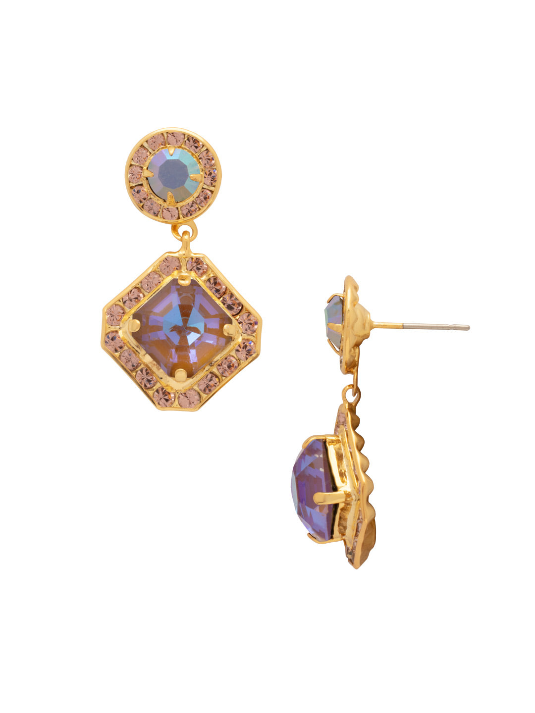 Davina Dangle Earrings - EGB5BGCHA - <p>The Davina Dangle Earrings feature a crystal-embellished imperial square halo suspended from a crystal-embellished round cut stud on a post, creating a striking drop with elegant, light-catching sparkle. From Sorrelli's Chai Latte collection in our Bright Gold-tone finish.</p>