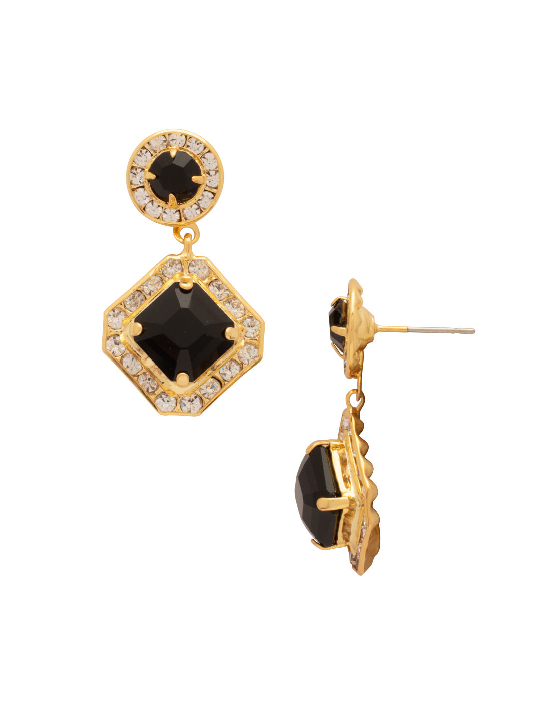 Davina Dangle Earrings - EGB5BGSNI - <p>The Davina Dangle Earrings feature a crystal-embellished imperial square halo suspended from a crystal-embellished round cut stud on a post, creating a striking drop with elegant, light-catching sparkle. From Sorrelli's Starry Night collection in our Bright Gold-tone finish.</p>