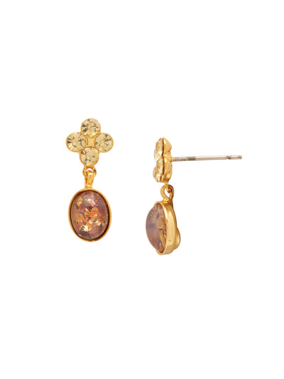 Bethany Dangle Earrings - EGE10BGMOR - <p>The Bethany Dangle Earrings feature a semi-precious turquoise oval dangling from a cluster of round-cut crystals. From Sorrelli's Moroccan Sunrise collection in our Bright Gold-tone finish.</p>