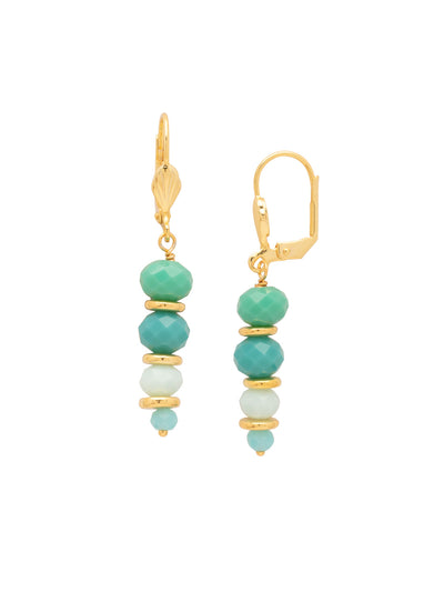 Auger Beaded Dangle Earrings - EGE1BGCSD - <p>The Auger Beaded Dangle Earrings feature a row of descending round beads dangling from a decorated lever-back French wire. From Sorrelli's Coastal Dreams collection in our Bright Gold-tone finish.</p>