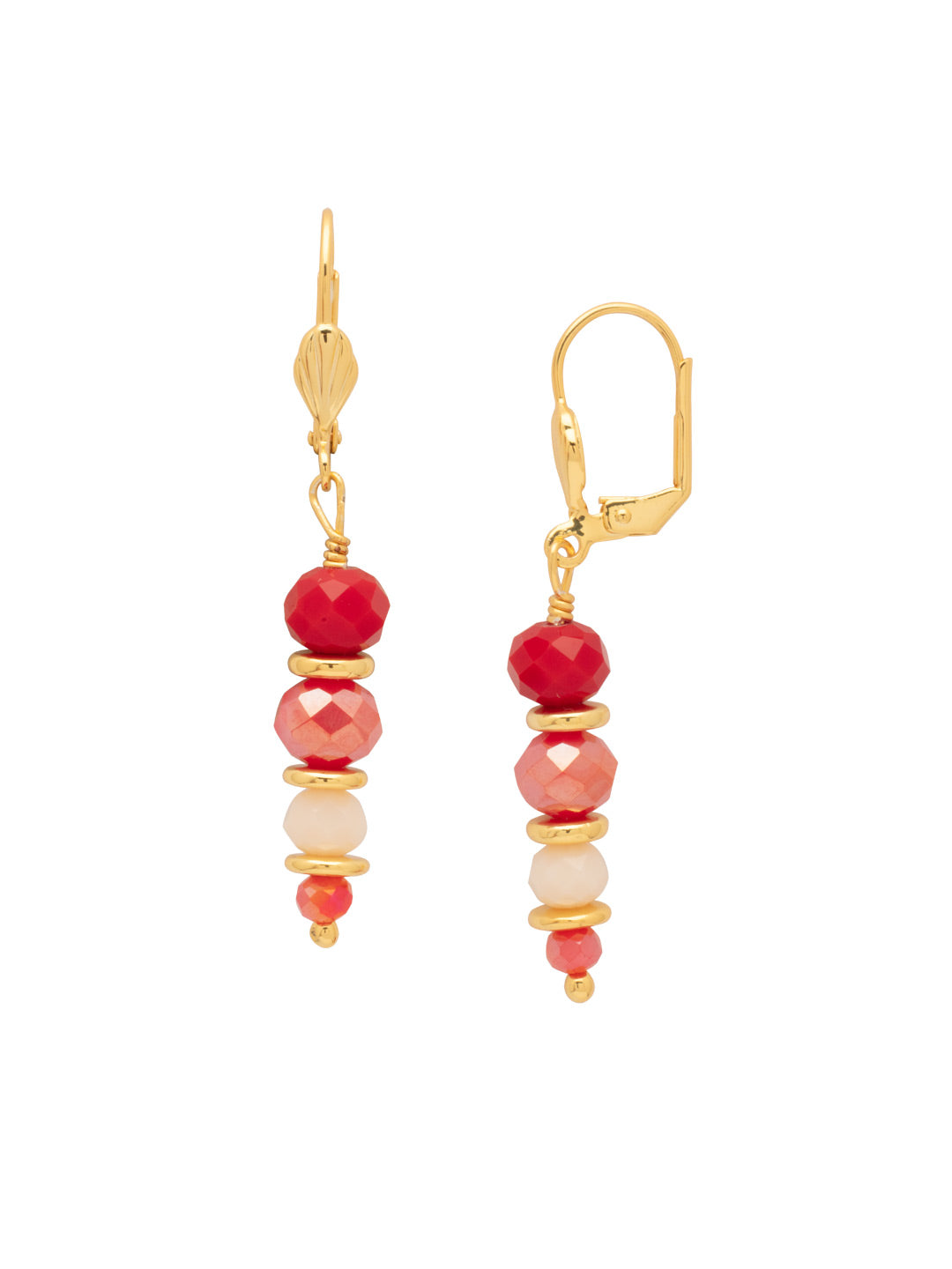 Auger Beaded Dangle Earrings - EGE1BGMOR - <p>The Auger Beaded Dangle Earrings feature a row of descending round beads dangling from a decorated lever-back French wire. From Sorrelli's Moroccan Sunrise collection in our Bright Gold-tone finish.</p>