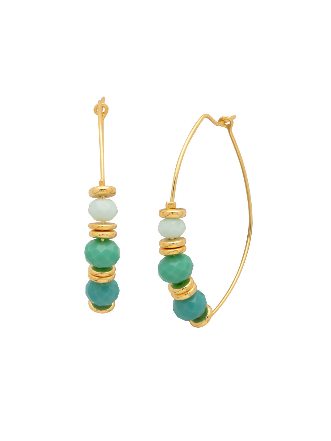 Asbury Beaded Hoop Earrings - EGE2BGCSD - <p>The Asbury Beaded Hoop Earrings feature a colorful mix of round beads on an oblong hoop. From Sorrelli's Coastal Dreams collection in our Bright Gold-tone finish.</p>