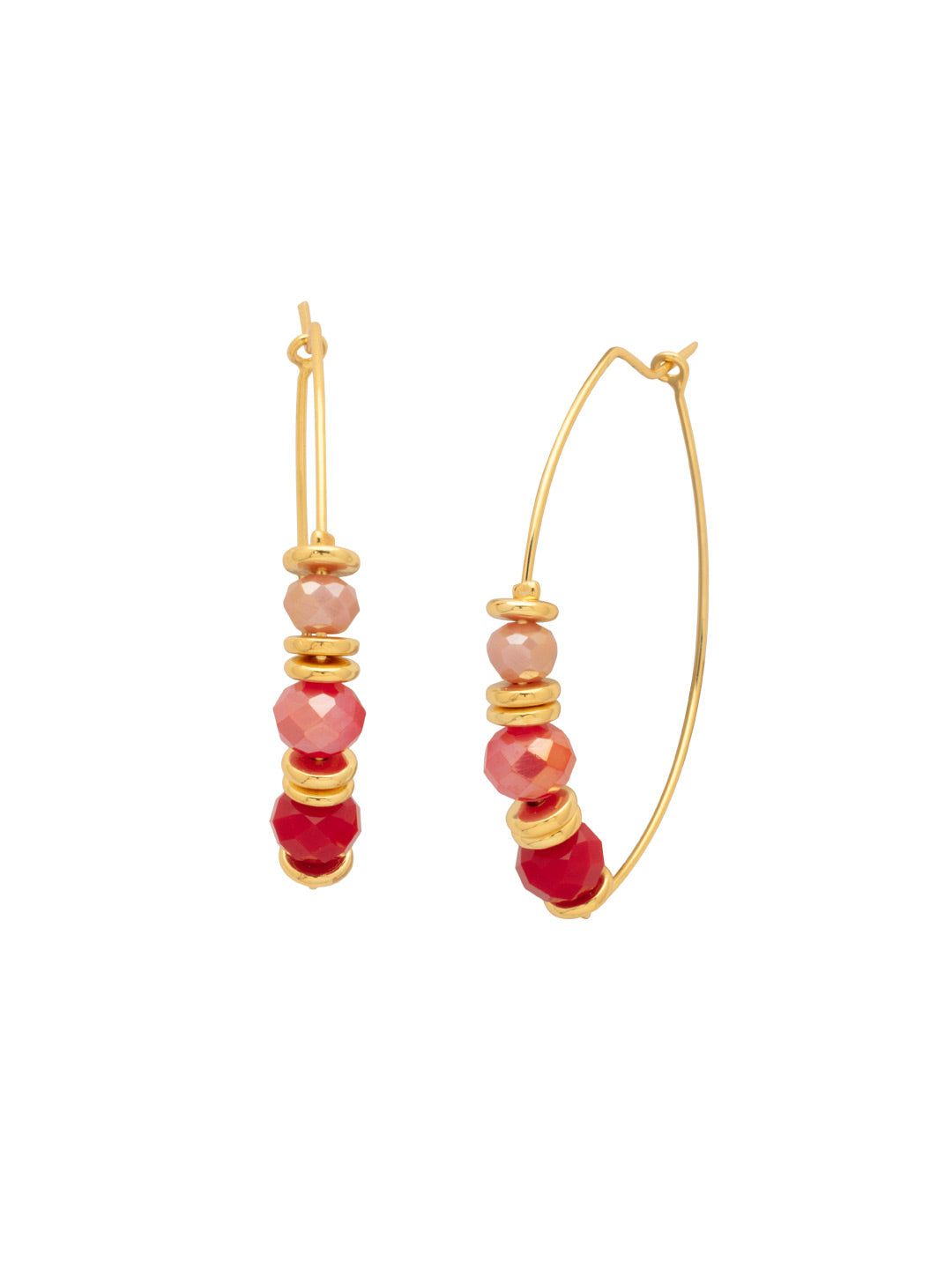 Asbury Beaded Hoop Earrings - EGE2BGMOR - <p>The Asbury Beaded Hoop Earrings feature a colorful mix of round beads on an oblong hoop. From Sorrelli's Moroccan Sunrise collection in our Bright Gold-tone finish.</p>
