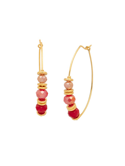 Asbury Beaded Hoop Earrings - EGE2BGMOR - <p>The Asbury Beaded Hoop Earrings feature a colorful mix of round beads on an oblong hoop. From Sorrelli's Moroccan Sunrise collection in our Bright Gold-tone finish.</p>