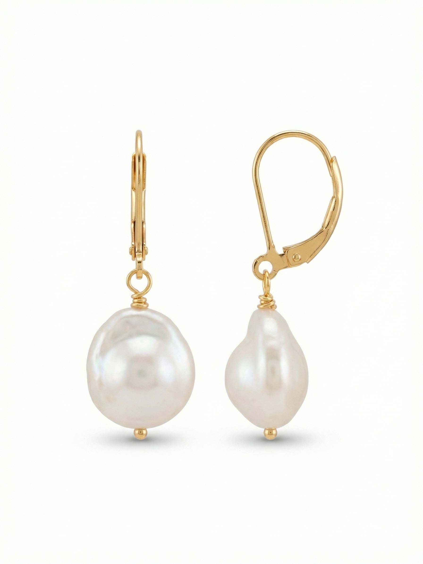 Amelia Pearl Dangle Earrings - EGE3BGMDP - <p>A single baroque pearl drops from a bright gold-tone setting, bringing organic texture and quiet movement to your daily routine. The irregular shape of the white pearl catches the natural light with every step, offering a soft glow that reads beautifully both up close and across a room. Designed to swing gently as you move, these lightweight earrings provide a comfortable, secure wear that easily carries you through your schedule.</p><ul>
<li>Irregular baroque white pearls offer unique organic texture</li>
<li>Delicate wire wrapping adds subtle artisanal detail</li>
<li>French wire drop for easy, lightweight wear</li>
<li>Protective e-coat finish for lasting wear</li>
<li>Includes signature organza pouch for gifting and travel</li>
</ul>