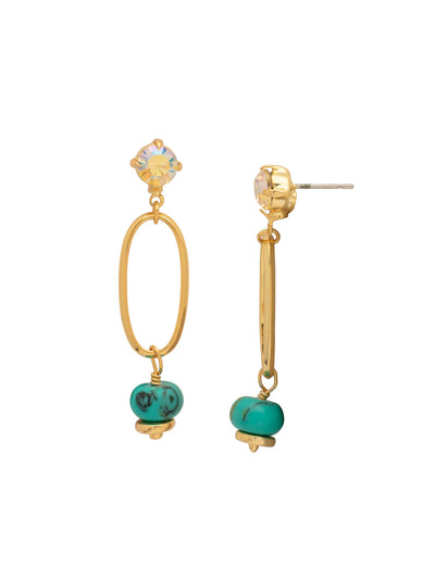 Brigantine Dangle Earrings - EGE7BGTQ - <p>The Brigantine Dangle Earrings feature a turquoise bead and chunky chain link dangling from a round-cut crystal stud. From Sorrelli's Turquoise collection in our Bright Gold-tone finish.</p>
