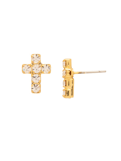 Carly Cross Stud Earrings - EGE88BGCRY - <p>From Sorrelli's Crystal collection in our Bright Gold-tone finish.</p>