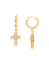Carly Cross Huggie Hoop Earrings