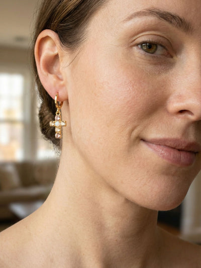 Carly Cross Huggie Hoop Earrings - EGE8BGGGO