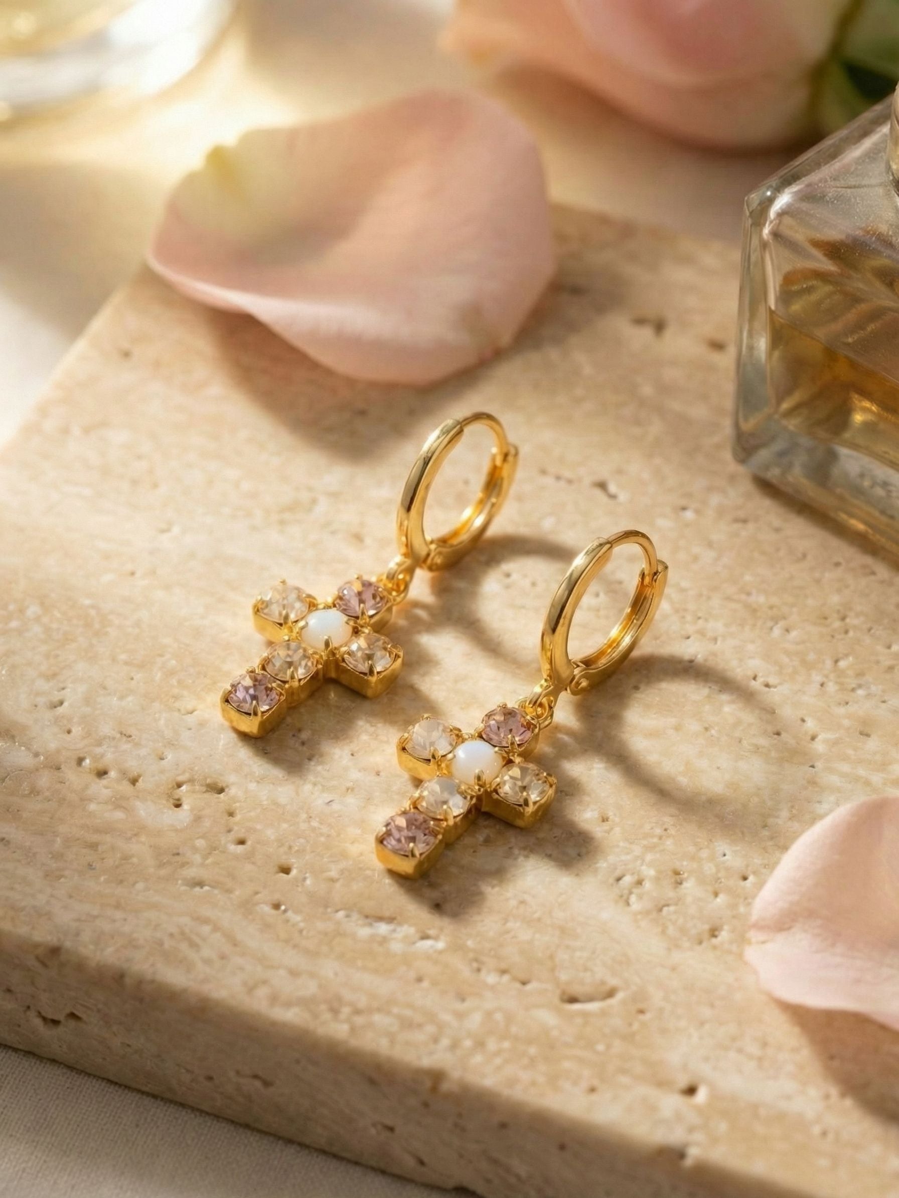 Carly Cross Huggie Hoop Earrings - EGE8BGGGO