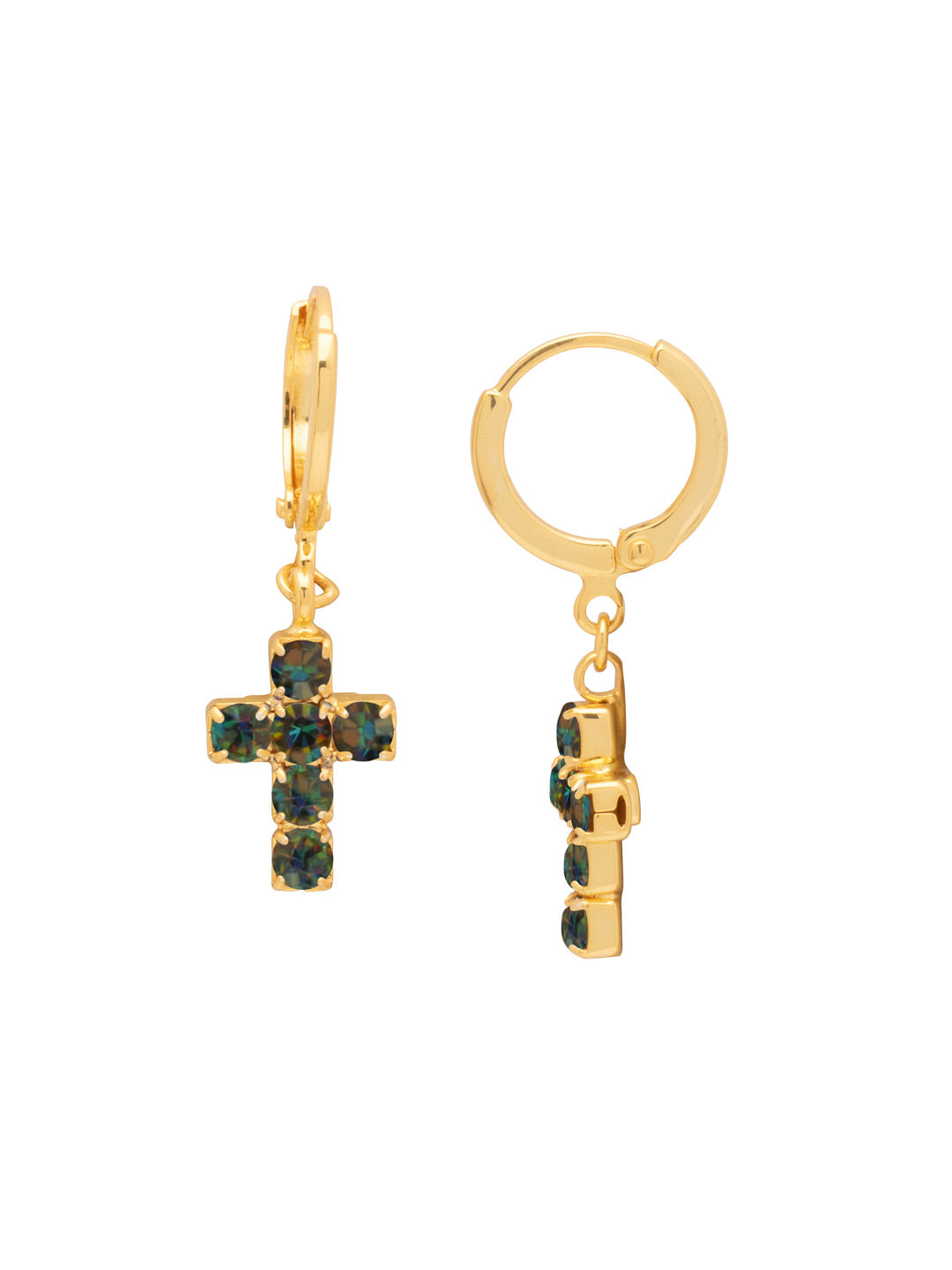 Carly Cross Huggie Hoop Earrings - EGE8BGVO - <p>From Sorrelli's Volcano collection in our Bright Gold-tone finish.</p>