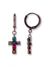Carly Cross Huggie Hoop Earrings