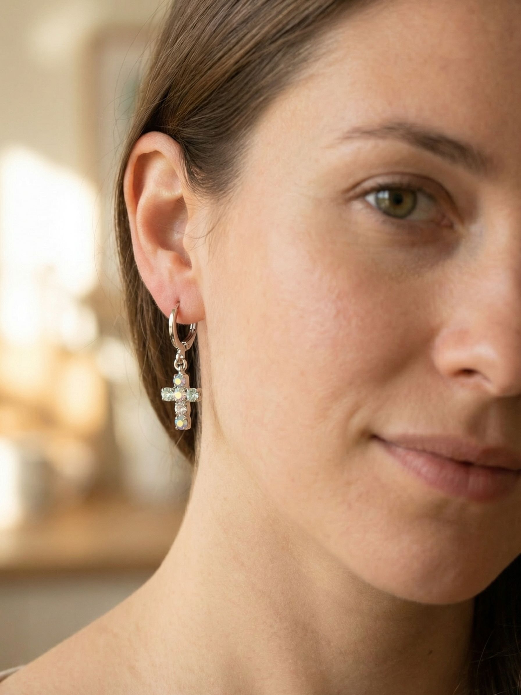 Carly Cross Huggie Hoop Earrings - EGE8PDRQ