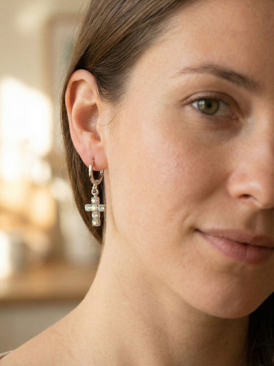 Carly Cross Huggie Hoop Earrings - EGE8PDRQ