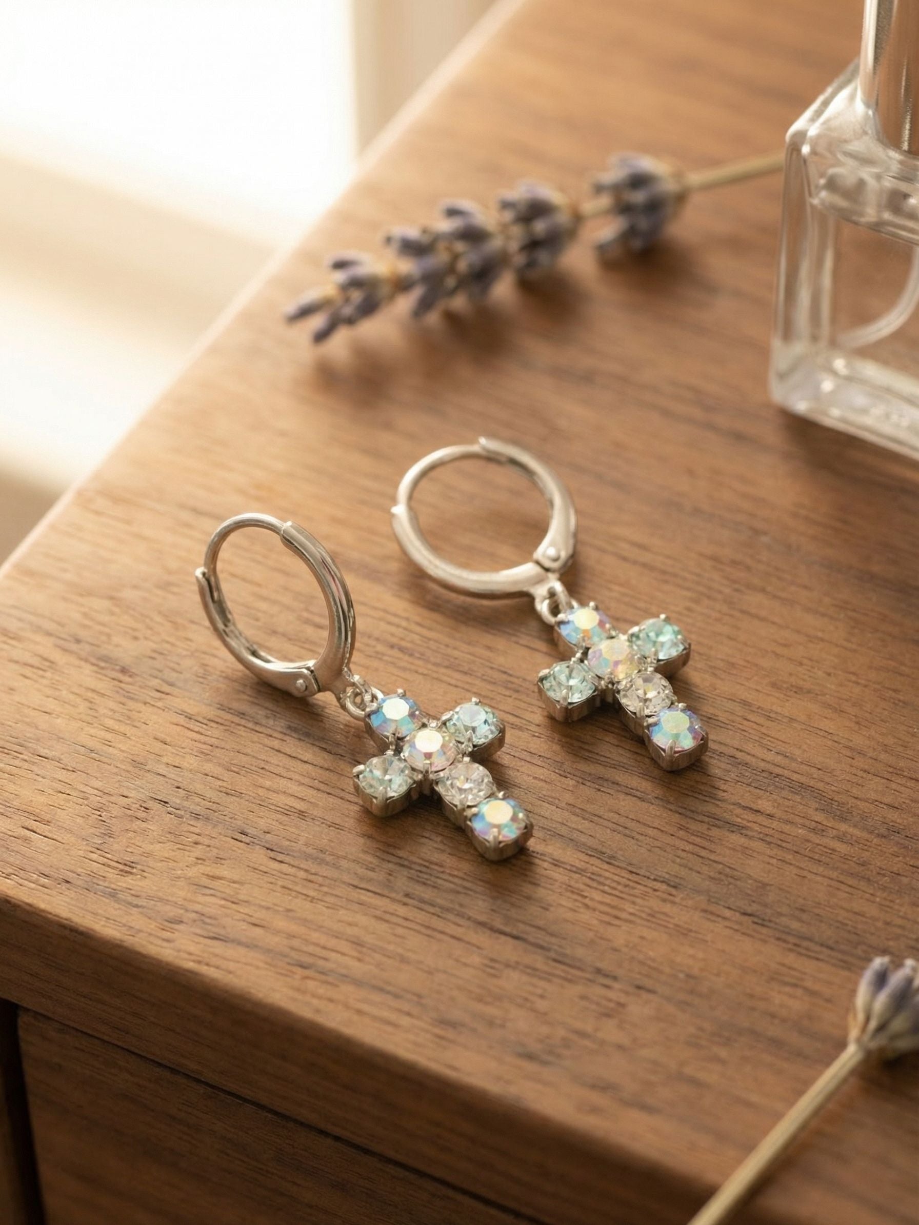 Carly Cross Huggie Hoop Earrings - EGE8PDRQ