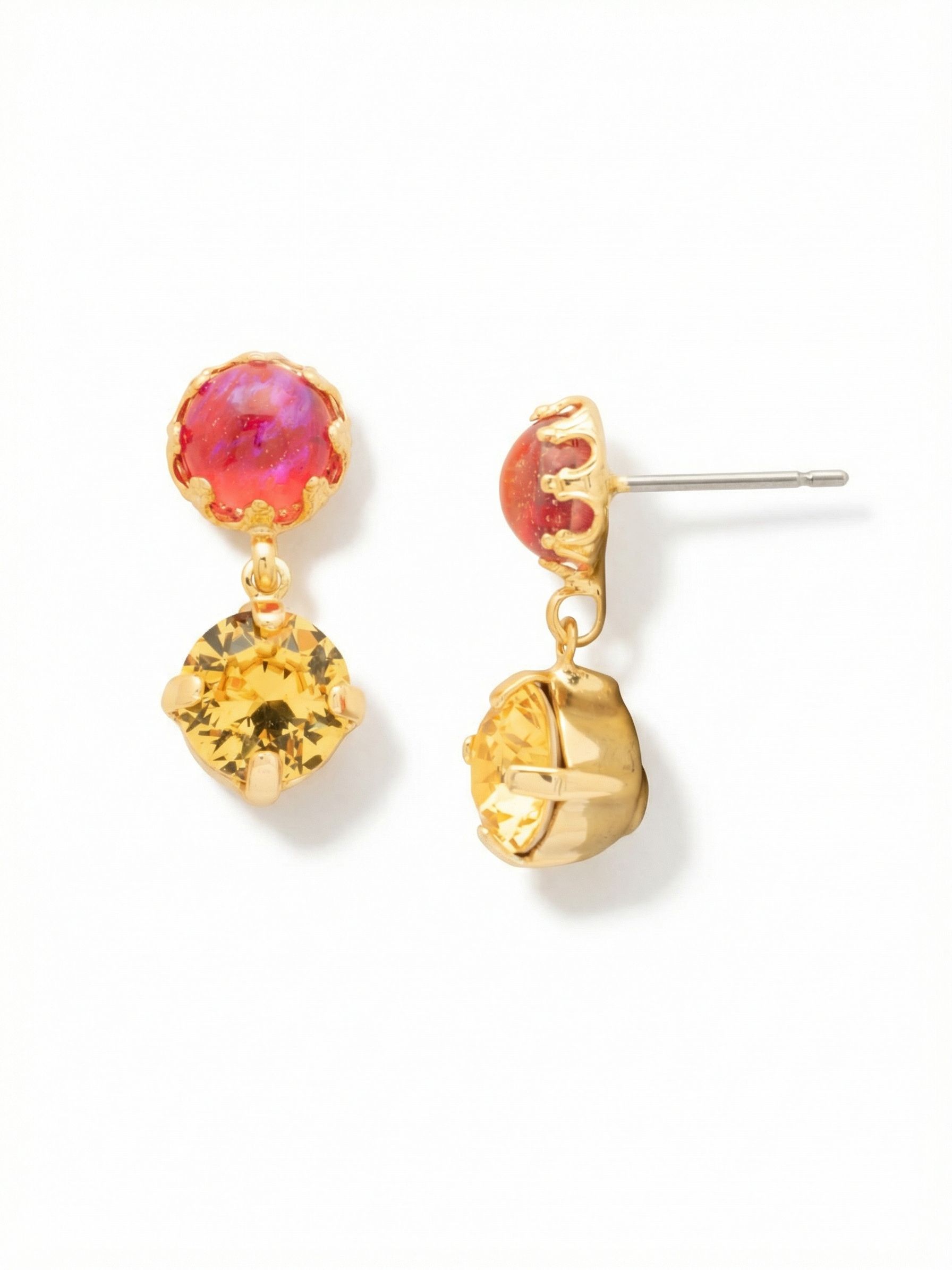 Odessa Studded Dangle Earrings - EGI2BGCPO - <p>The Odessa features a tiered silhouette with two vertically stacked round stones. Its secure post-back design ensures a comfortable fit and adds a touch of movement to a classic style. From Sorrelli's Candy Pop collection in our Bright Gold-tone finish.</p>