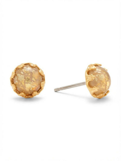 Odessa Stud Earrings - EGI3BGTOP - <p>The Odessa Stud Earring features a single round stone set within a decorative scalloped mount. Its classic post-back design ensures a secure and comfortable fit for a timeless, everyday look. From Sorrelli's Topaz collection in our Bright Gold-tone finish.</p>