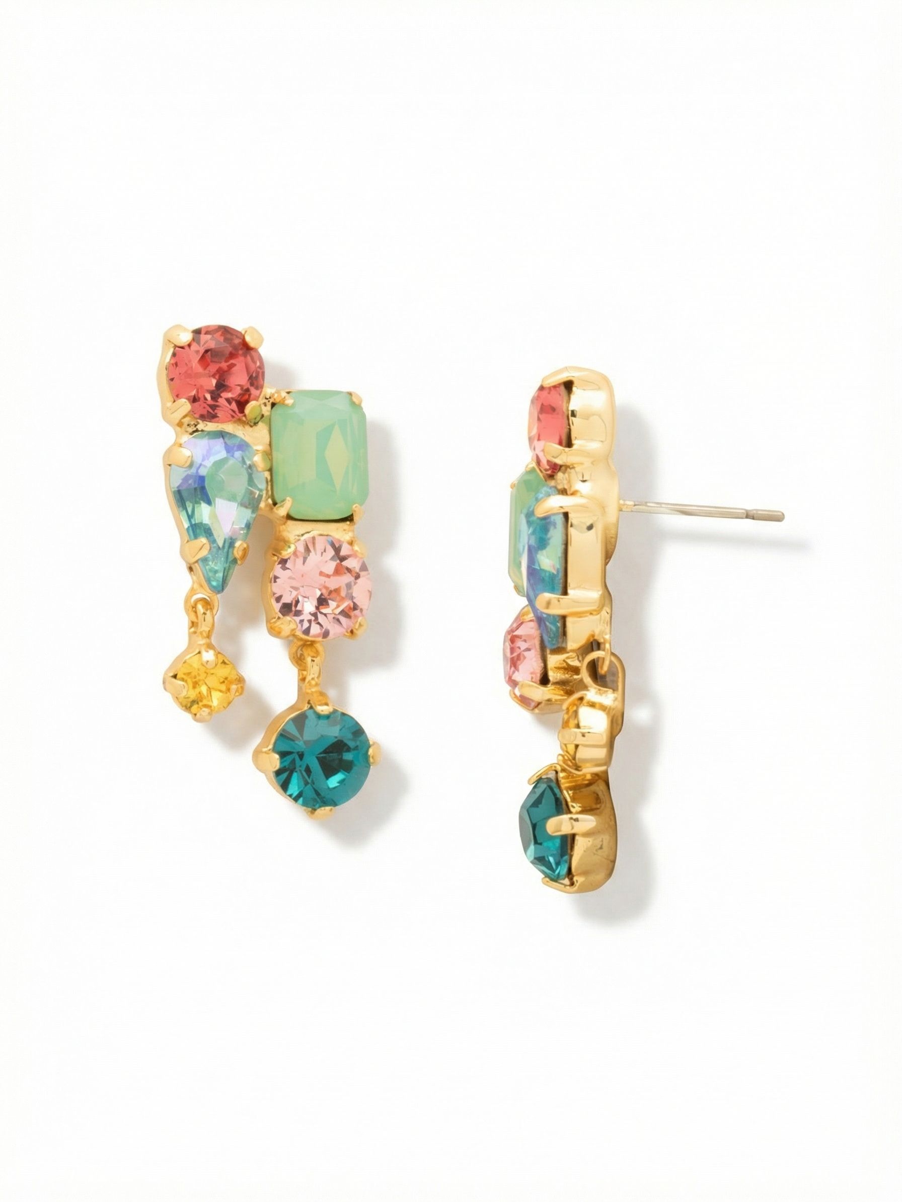 Moxie Dangle Earrings - EGI7BGCPO - <p>The Moxie Dangle Earrings feature an eclectic mix of multi-shaped stones arranged in a cluster with delicate, tiered drops. Its secure post-back design provides a comfortable fit and fluid movement for a bold, modern look. From Sorrelli's Candy Pop collection in our Bright Gold-tone finish.</p>