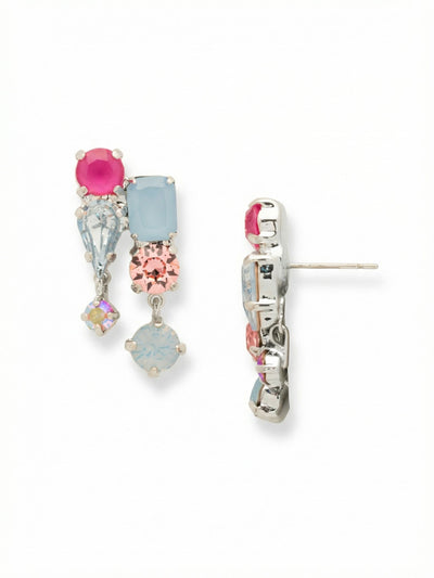 Moxie Dangle Earrings - EGI7PDPBZ - <p>These mixed-cut earrings bring a deliberate, architectural weight to your look. A tight cluster of emerald and pear shaped crystals creates a solid anchor, while independent round drops catch the light with every tilt of your head. The interplay of vibrant peony pink and soft air blue opal gives the arrangement a fresh, unexpected contrast. Though substantial in their visual presence, the included oversized comfort backs keep these post earrings secure and perfectly balanced throughout your day.</p><ul>
<li>Architectural cluster of pear, emerald, and round crystals</li>
<li>Dual independent drops that swing naturally in motion</li>
<li>Post with oversized comfort-clutch back</li>
<li>Protective e-coat finish for lasting wear</li>
<li>Includes signature organza pouch for gifting and travel</li>
</ul>