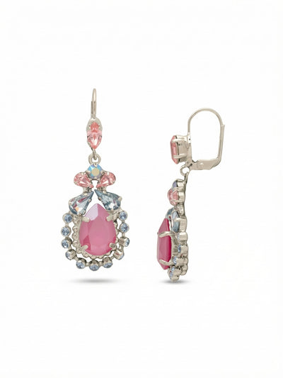 Georgiana Statement Earrings - EGI9PDPBZ - <p>A soft pink marquise crystal anchors this articulated drop design. Just below the joint, an arrangement of pear and round stones swings freely with your movement. A prominent opaque pink lacquer central stone draws the eye, framed by translucent opal and pale sapphire accents in a gentle sweep. The secure shell earwire closure keeps the varied cuts facing forward, ensuring the pastel tones catch the light consistently throughout your day.</p><ul>
<li>Contrast of opaque pink lacquer against translucent stones</li>
<li>Delicate rhinestone chain halo framing the central drop</li>
<li>French wire for a smooth, secure fit</li>
<li>Protective e-coat finish for lasting wear</li>
<li>Includes signature organza pouch for gifting and travel</li>
</ul>