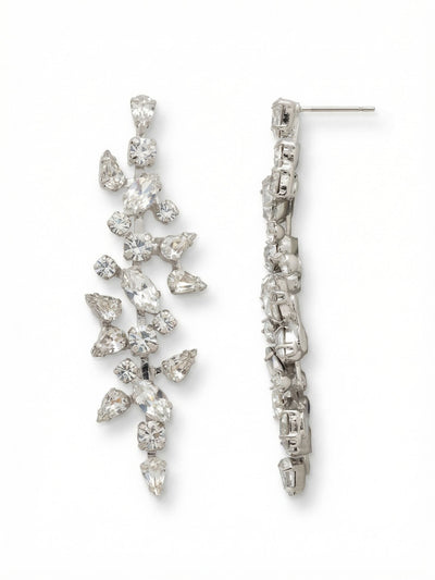 Daphne Statement Earrings - EGJ7PDCRY - <p>An intricate vine of clear crystals cascades two and a half inches down the neck in a fluid line of light. Pear, marquise, and round cuts branch outward from a flexible crystal channel chain. This asymmetrical arrangement catches movement from every angle while maintaining a balanced silhouette. Because a long statement piece requires serious support, the secure post pairs with an oversized comfort clutch to keep the earring anchored and completely upright all day.</p><ul>
<li>Interplay of pear, round, and marquise-cut crystals in a branching organic layout</li>
<li>Rigid central kette chain spine maintains the structured vertical alignment</li>
<li>Post with oversized comfort-clutch back</li>
<li>Protective e-coat finish for lasting wear</li>
<li>Includes signature organza pouch for gifting and travel</li>
</ul>