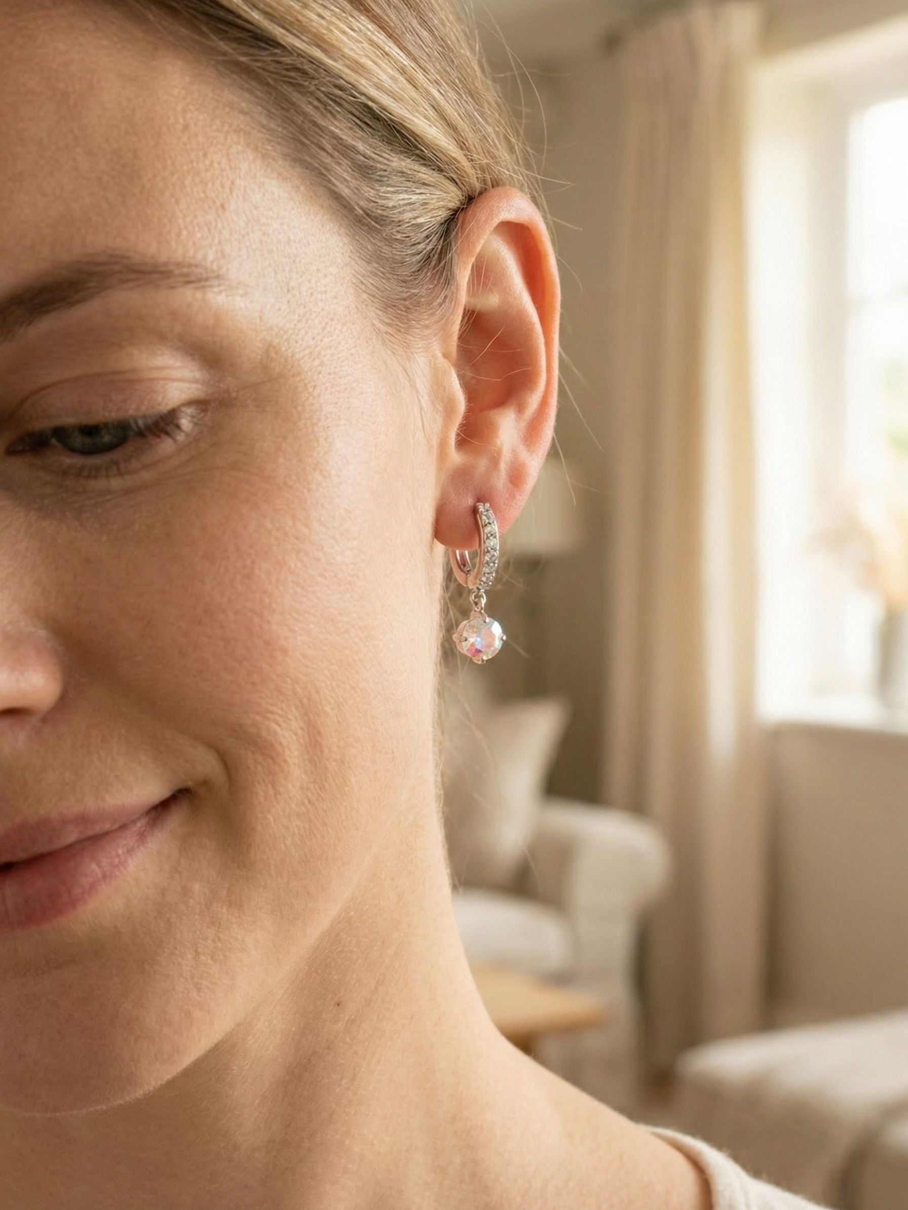 Crystal Stud Embellished Huggie Hoop Earrings - EGK1PDRQ