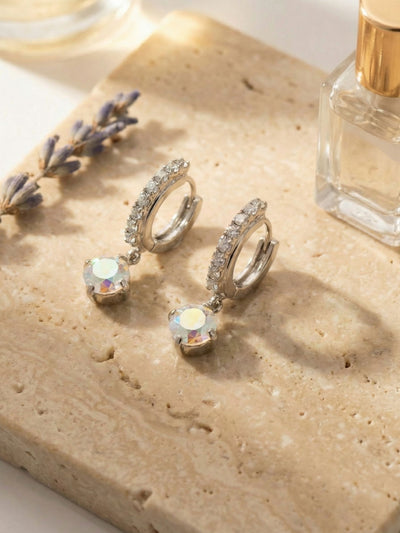 Crystal Stud Embellished Huggie Hoop Earrings - EGK1PDRQ